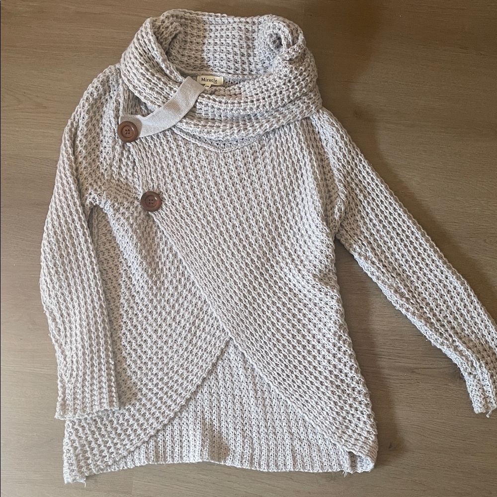 Miracle Cream Knit Cowl Neck Turtleneck Sweater